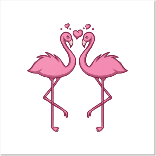Flamingos Kawaii Posters and Art